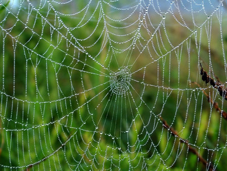 Spider Web - spider web, raindrops, close up