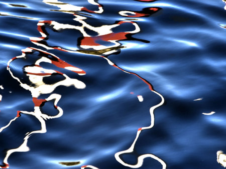 Red and white ripples - ocean, surface, red white ripples, deep blue, water