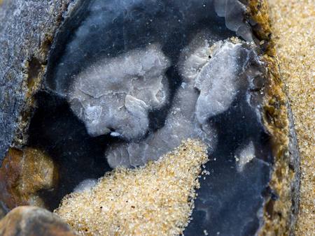 Quartz inside pebble - pebble, rock, sand, quartz