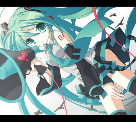 Hatsune Miku - megaphone, cute, love is war, vocaloids, anime, twintail, hatsune miku