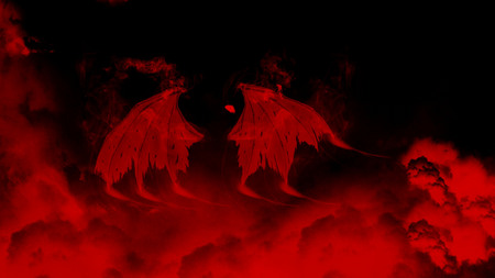 Dark red wings - glowing, red, wings, eye, smoke, dark