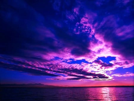 Orchid sky - sky, reflection, clouds, pink, orchid, water