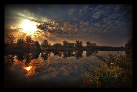 Sunrise - nature, morning, forest, hot, sunrise, scene