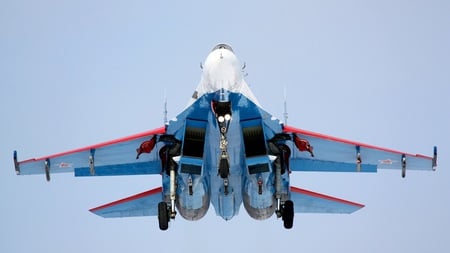 Su-27 Flanker Landing - front, russia, landing, jet, flanker, su, 27