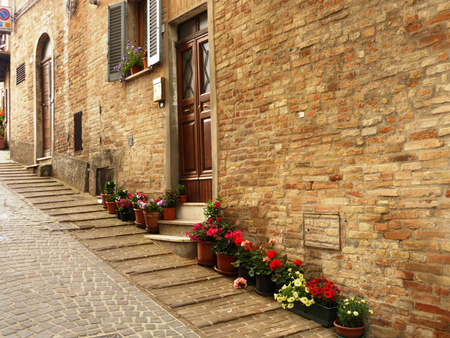 beautiful ......... - street, peaceful, home, romantic, step, beautiful, architecture, house, flowers