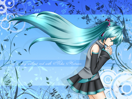 Hatsune Miku - pretty, petals, cute, flowers, vocaloids, anime, twintail, hatsune miku