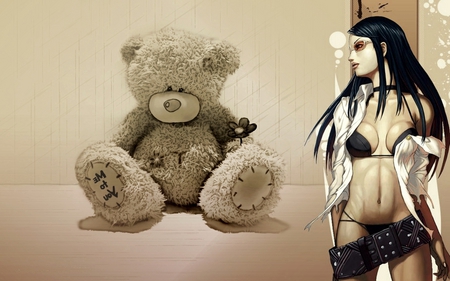 My Hero - woman, nice, teddybear, soft, fantasy