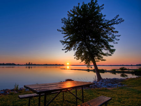 River Evening - sunset, still water