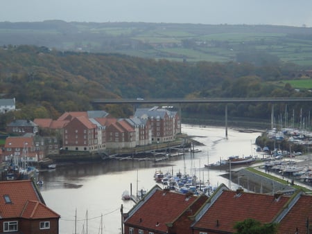 Whitby harbour - england, boats, river, whitby, yorkshire, harbour, dracula