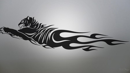 Tiger Flame - flame, abstract, grey, firefox persona, tatoo, tiger, gray, widescreen