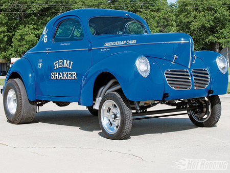 Willys - gasser, blue, 1940, classic