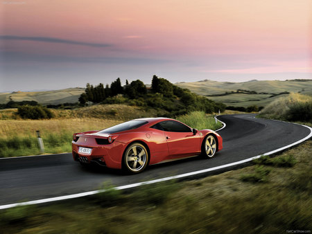 Ferrari 458 Italia - car, red, italia, 458, turn, ferrari