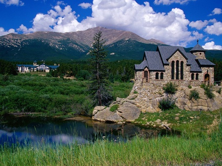 beautiful place in Colorado........... - nature, style, home, chapel, architecture, water, green, house