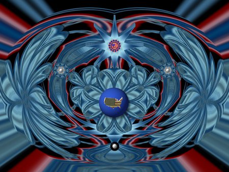 Red White and Blue Chrome - fractal, eye candy, abstract