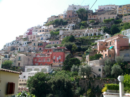 Positano Italy Houses On Mountain - mountainside, ROMANTIC, ITALY, houses, HOLIDAYS, positano