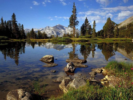 nice lake - nature, sky, lake, mountain, tree