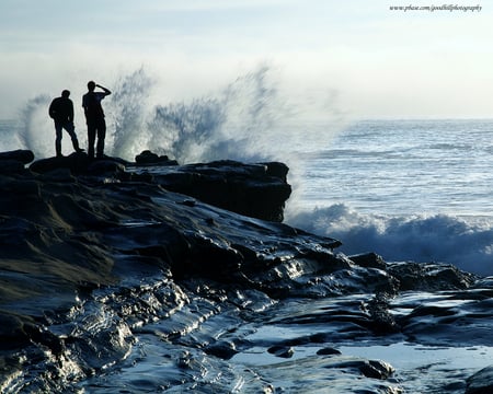 La Jolla - 2 men, beach, rocks