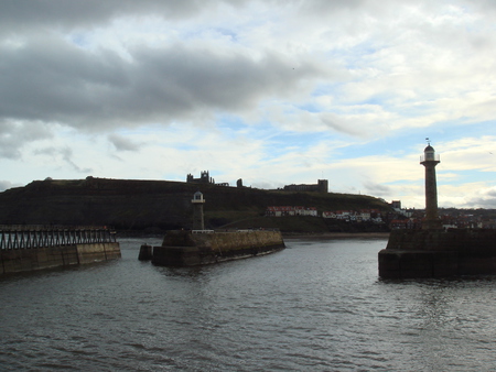 Safe haven for the Demeter - piers, light towers, whitby, harbour, church, abbey, dracula