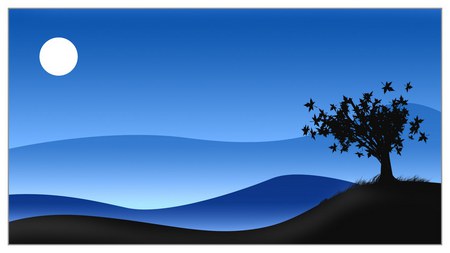 Awesome - moon, horizon, trees, landscape, blue sky