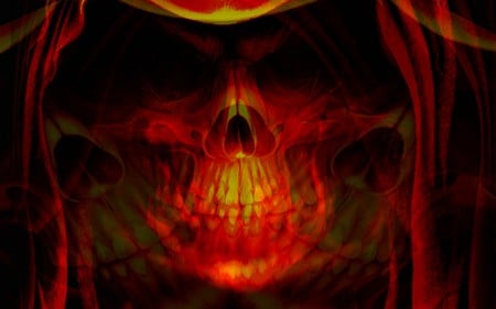 Fading Death - skull, death, reaper, grim, evil, hell, dead, dark, fade, red, skeleton