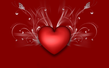 LOVE IS IN THE AIR - heart, red, swirls, silver