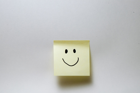 Smile - mouth, yellow, note, eyes, happy, smile, white, stickynote, wall