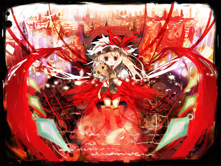 Flandre_Scarlet - flandre, teddy bear, touhou, wings