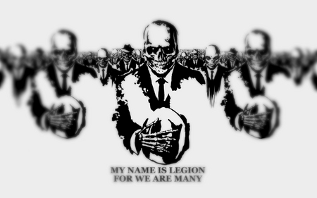 Legion - black, legion, white, suits, skeletons