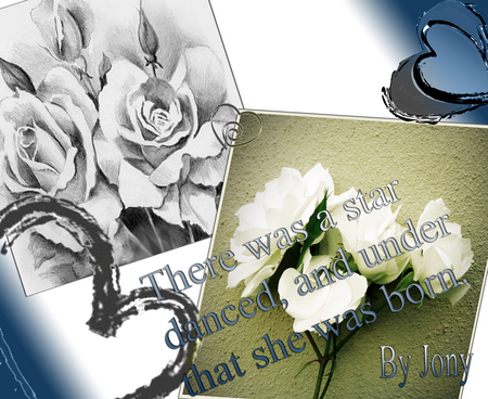 Birthday - white, roses, blue, heart, brithday