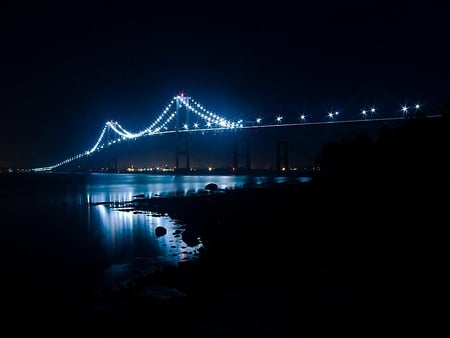 Flares - night, flares, bridge, lights