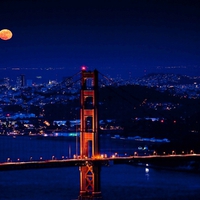 Moonrise over the Golden Gate Bridge