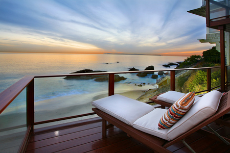 This Is Where I Want To Be - terrace view, beach, sky, terrace, peaceful, sunset, quiet, lounge, modern, beautiful, romance, house, sea