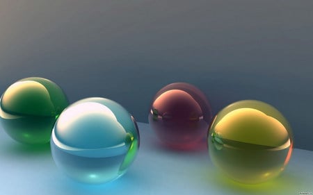 Four Balls - montage, scarlat, widescreen, two, nice, amber, other, visual, abstract, one, four, gold, white, gray, green, clear, background, wallpaper, reflections, yellow, blue, amazing, photo, scarlet, transparent, purple, mirror, effects, golden, violet, art, techno, globes, water, balls, photography, photoshop, reflected, 3d and cg, cool, ambar, three, awesome, numbers, digital