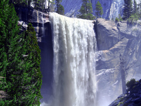 Beautiful waterfall - trees, white, water, nature, waterfall, beautiful