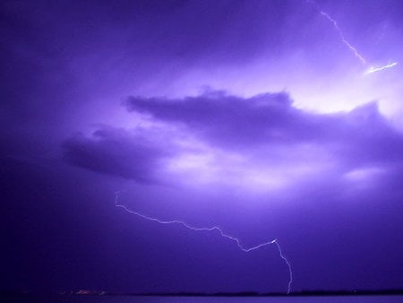 Lightening in Purple sky - nature, sky, purple, clouds, lightening