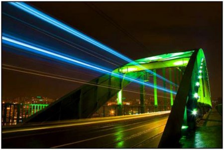 night bridge - night, light, architecture, bridge