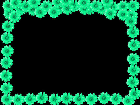 green flowered frame - spring, flower, frame, green