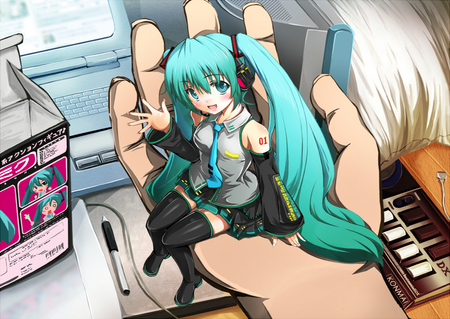 miku in my hand - anime, miku, cute, adorable, other