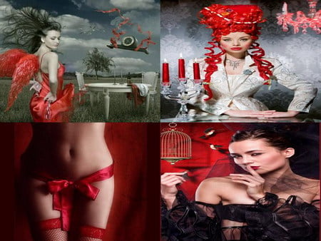 flirty red - collage, flirty, passion, red