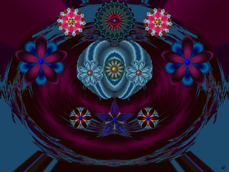 Mellow Red & Blue - collage, fractal, eye candy, abstract