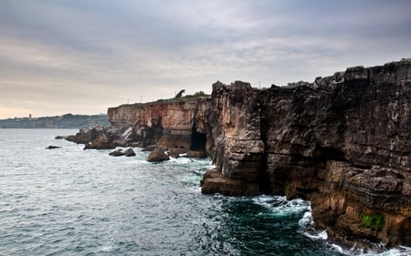 cliff - rock, cliff, ocean, blue