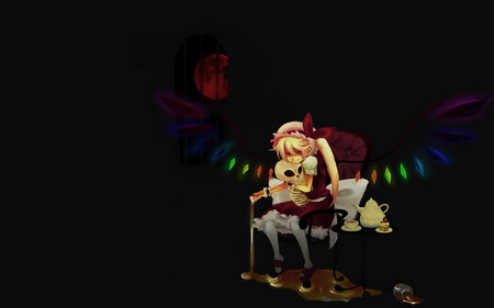 Flandre Hugging Bones - alone, flandre, touhou, dark