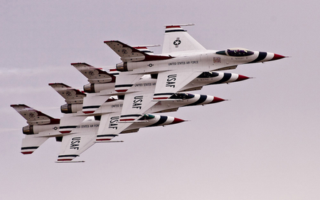 Thunderbirds - aircraft, formation, air force, demonstration, usa, thunderbirds