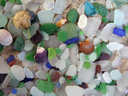 seaglass - seaglass, pebbles, photography, flowers, sea, sand