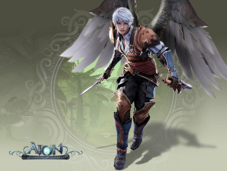 Twice - warrior, videogame, angel, pc, aion, fantasy, hd, weapon, action, adventure