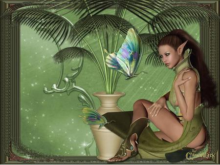 Fairy Elf - butterfly, fantasy, abstract, fairy elf