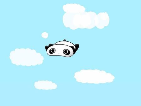 Falling Through The Sky - animated, sky, bears, falling, animals, flat, clouds, blue, panda