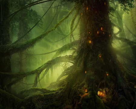 magic tree - tree, fantasy, light, magic