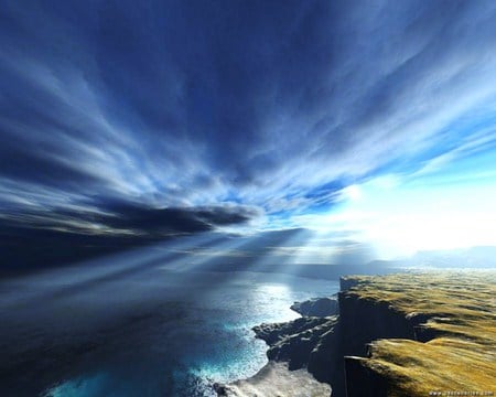 Beauty of the blue - wisps, sky, clouds, blue, light, flash, earth