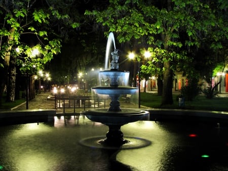 Night - trees, night, water, pool